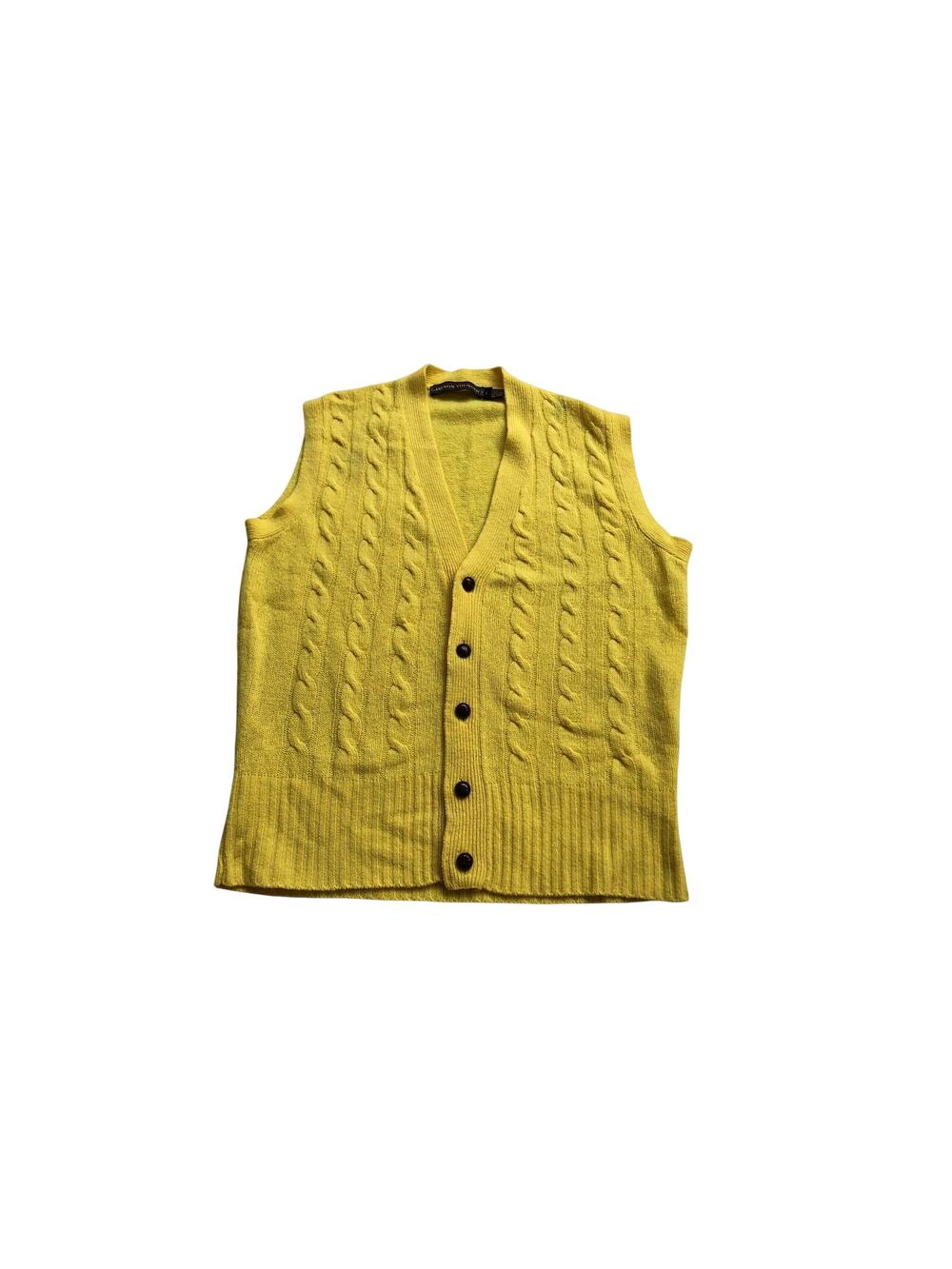 Lambswool Sweater Vest Yellow Cable Knit Jayson Younger Size Medium